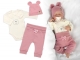 Zavinovacie body dl.rukáv, tepláčky a čiapočka Little Bear, Baby Nellys, púdrová/smotana