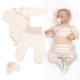 Zavinovacie body, polodupačky + rukavičky, 3D bavl. sada Baby Stars, pastel beige, veľ. 56